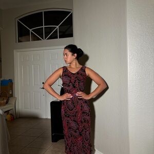 Vintage Black and Red Paisley Dress